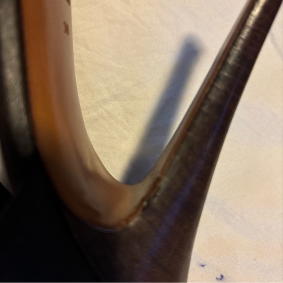 YSL Yves Saint Laurent Platform Stiletto Heels Brown Leather Size 38 Open Toe - Picture 10 of 10